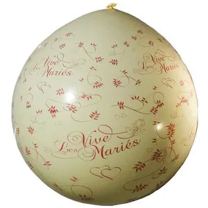 Ballon géant - Vive les mariés - 1m - Crème - Caoutchouc naturel - Déc... pas cher