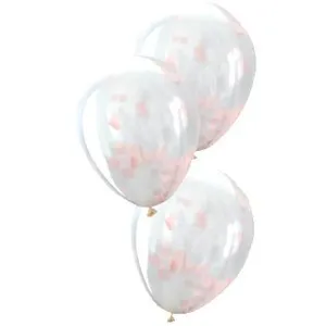 6 Ballons transparents en latex biodégradable avec confettis rose pâle de 30cm REF/44997 Fabrication française pas cher