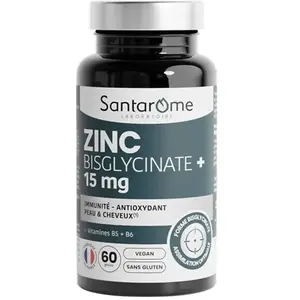 Santarome Zinc Bisglycinate 15 mg Antioxydant et immunité Format 2 mois pas cher