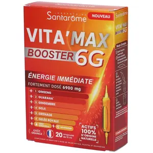 Santarome Vita'Max Booster 6G Anti fatigue Fortement Dosé 20 ampoules pas cher