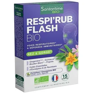 Santarome Bio - Respi'Rub Flash Bio - Nez Gorge - 15 comprimésVendu paratida-sante-discount-fr