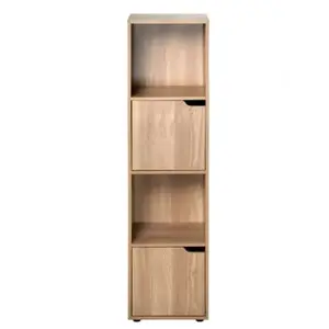 CASAME Meuble de rangement 4 cases 2 portes H120 cm - Bois clair - MODUVendu parcdiscount