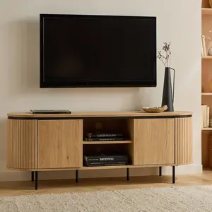 CALICOSY - Meuble TV 2 portes avec côtés effet rainuré L150 cm - MALAG... pas cher