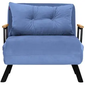 CALICOSY - Fauteuil convertible en tissu avec pieds en métal L67 cm - SANDO - Bleu pas cher