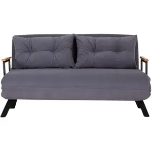 CALICOSY - Canapé lit 2 places convertible en tissu avec pieds en méta... pas cher