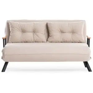 CALICOSY - Canapé lit 2 places convertible en tissu avec pieds en méta... pas cher