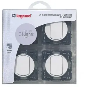 Legrand - Lot de 4 interrupteurs ou va-et-vient Céliane Soft - blanc pas cher