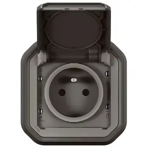 LEGRAND Prise de courant avec terre étanche avec volet Plexo - 16A 250V - Anthracite pas cher