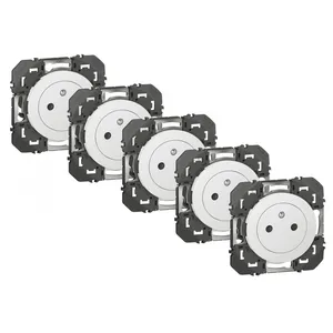 Lot de 5 prises avec terre Dooxie, LEGRAND, blanc pas cher