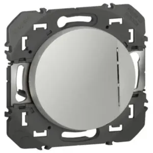 LEGRAND Poussoir simple avec voyant lumineux dooxie 6A 250V finition alu (600116) pas cher