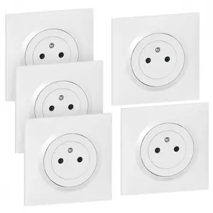 Lot de 5 prises avec terre complet Dooxie, LEGRAND, blancVendu parcdiscount