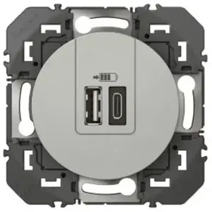 Chargeur 2 usb a+c 3A 15 w alu composable dooxie Legrand 095258 pas cher