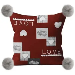 Coussin en polaire microfibre 45x45 cm love rouge, par Soleil d'ocre pas cher