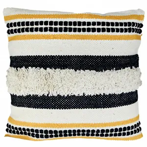 Comparateur de prix : Coussin en coton 45x45 cm macrame patna jaune, par Soleil d'Ocre