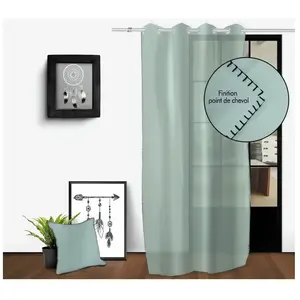 Soleil d'ocre Rideaux et Draperies, Coton, Vert, 140 x 250 cm pas cher