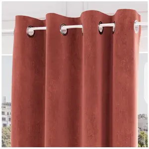 Rideau oeillets en velours VELVET terracotta, par Soleil d'ocre pas cher