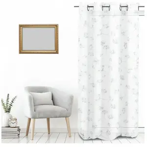 Comparateur de prix : Soleil d'ocre Kyoto Voilage à Oeillets, Polyester, Blanc, 140 x 250 cm