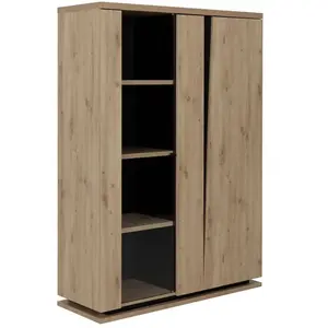 Comparateur de prix : Vitrine - GAMI - Split - Chêne artisan - Blanc - 2 portes vitrées