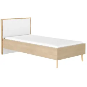 GAMI Lit de 120 Lina adapté à un matelas et sommier de 120x200 cm. Réalisé en panneaux de particules revêtus de papier imitation chên... pas cher