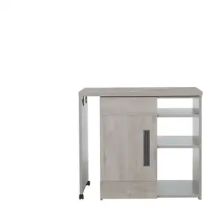 GAMI Bar pivotant effet bois chêne gris clair avec roulettes et étagères pas cher