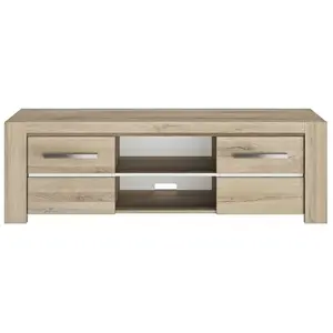 Meuble TV OLERON - 2 tiroirs - Décor chêne - Made in France - L 160 x P 45 x H 50 cm - GAMI pas cher
