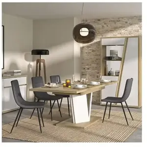 GAMI Table rectangle extensible effet bois chêne mat blanc 812 couverts pas cher
