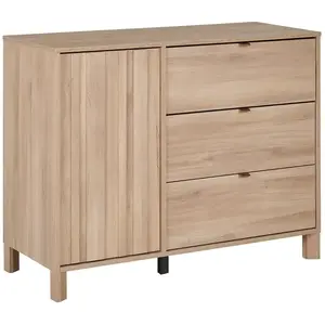 GALIPETTE Commode calypso 3 tiroirs 1 porte effet bois chêne doré effet claustra pas cher