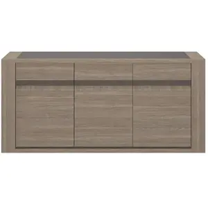 Buffet - MARCEAU - Chêne Reed - 3 portes - 190 x 48 x 88 cm - GAMI