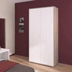 Parisot Armoire de chambre - AALBORG - Blanc / Chêne - 2 portes - 100 ... pas cher