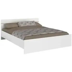 Lit adulte BOSTON 160x200 - Décor blanc - Fabriqué en France