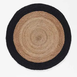 Tapis rond 90 cm jute Salem noir pas cher