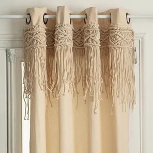 Rideau macramé Ritual - Beige - 140x260 cm -  illets métalliques pas cher