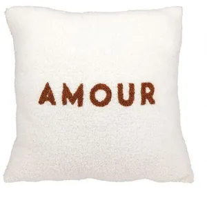 OSTARIA Housse de coussin 40x40 cm bouclette Amour 40 X 40 Blanc pas cher
