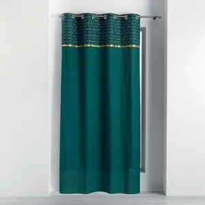 Rideau à oeillets 140x240 uni top métallisé Artchic bleu coton pas cher