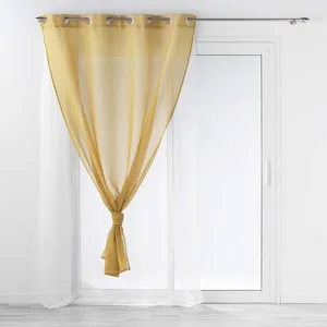 Voilage double - DOUCEUR D'INTERIEUR - Duetto - 140x240 cm - Sable, Miel, Blanc - illets métalliques pas cher