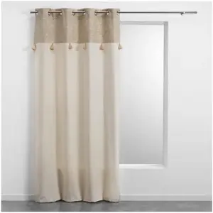 DOUCEUR D'INTERIEUR Rideau à oeillets 140x240 pompons Sultan or coton 140 X 240 Beige pas cher