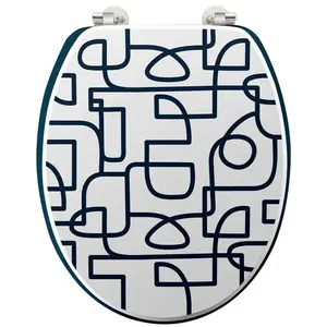 Abattant WC - DOUCEUR D'INTERIEUR - MDF Labyrinthe - Blanc - Universel - Entraxe de fixation universelle pas cher