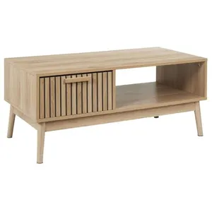 Table basse - KLAUS - Klaus - Bois naturel - Blanc - 1 tiroir contemporain pas cher