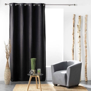 Rideau à oeillets occultant tissé 135x240 cm Tramina noir pas cher