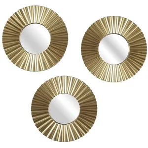 Lot de 3 miroirs dorés diamètre 19cm pas cher