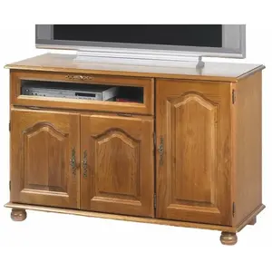 Meuble TV 3 portes Vence - Marron - Bois massif - Verni - Style Campag...Vendu parcdiscount