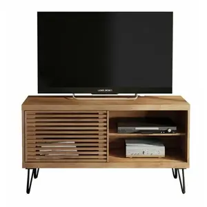 CAEMMUM Meuble TV 50 Pouces 1 Porte Coulissante 3 Niches - L 120 x l 33 x H 65 cm pas cher