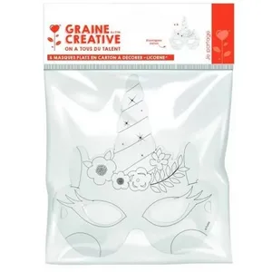 GENERIQUE Lot de 6 masques en carton à décorer Licorne - Blanc pas cher