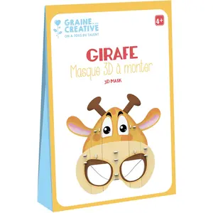 GRAINES CREATIVES - 3D-giraffenmasker om zelf in elkaar te zetten van schuimkarton 16 x 23 cm