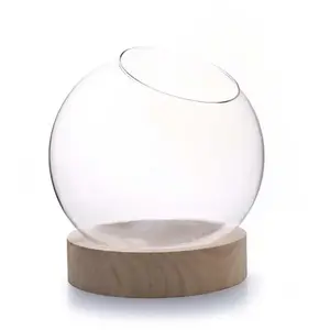 Vase Globe + Socle Bois Ø13 Cm X H14 Cm - {couleur}