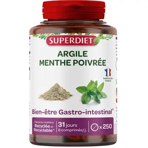 Superdiet Argile Verte Montmorillonite Menthe Poivrée 250 comprimés pas cher