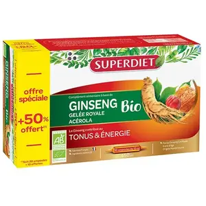 Superdiet Ginseng Gelée Royale 30 ampoules x 15ml pas cher