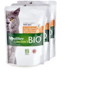 Equilibre & Instinct Un Emincés Bio A La Volaille,1 Sachet De 100g Pour Chat 401062 pas cher