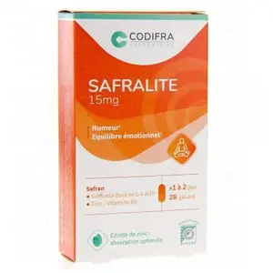 Codifra Safralite Humeur et Equilibre émotionnel 15mg 28 gélules pas cher