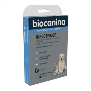 Insectifuge naturel Spot-On - BIOCANINA - Chiot et Chaton - 2 pipettes 1 ml - Répulsif phlébotomes et puces pas cher